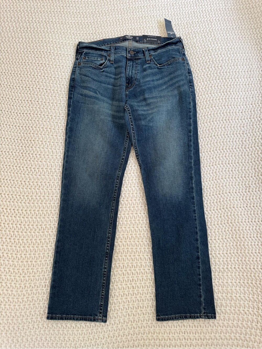 Hollister Women's Straight Leg Jeans in Medium Blue Wash